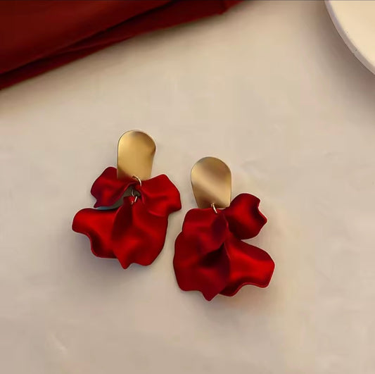 Petal Drop Earrings - Gold & Acrylic Statement Earrings