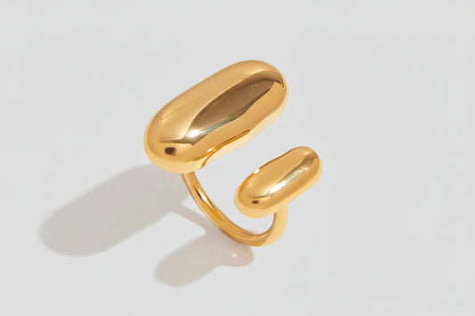 Geometric Oval Ring - Gold