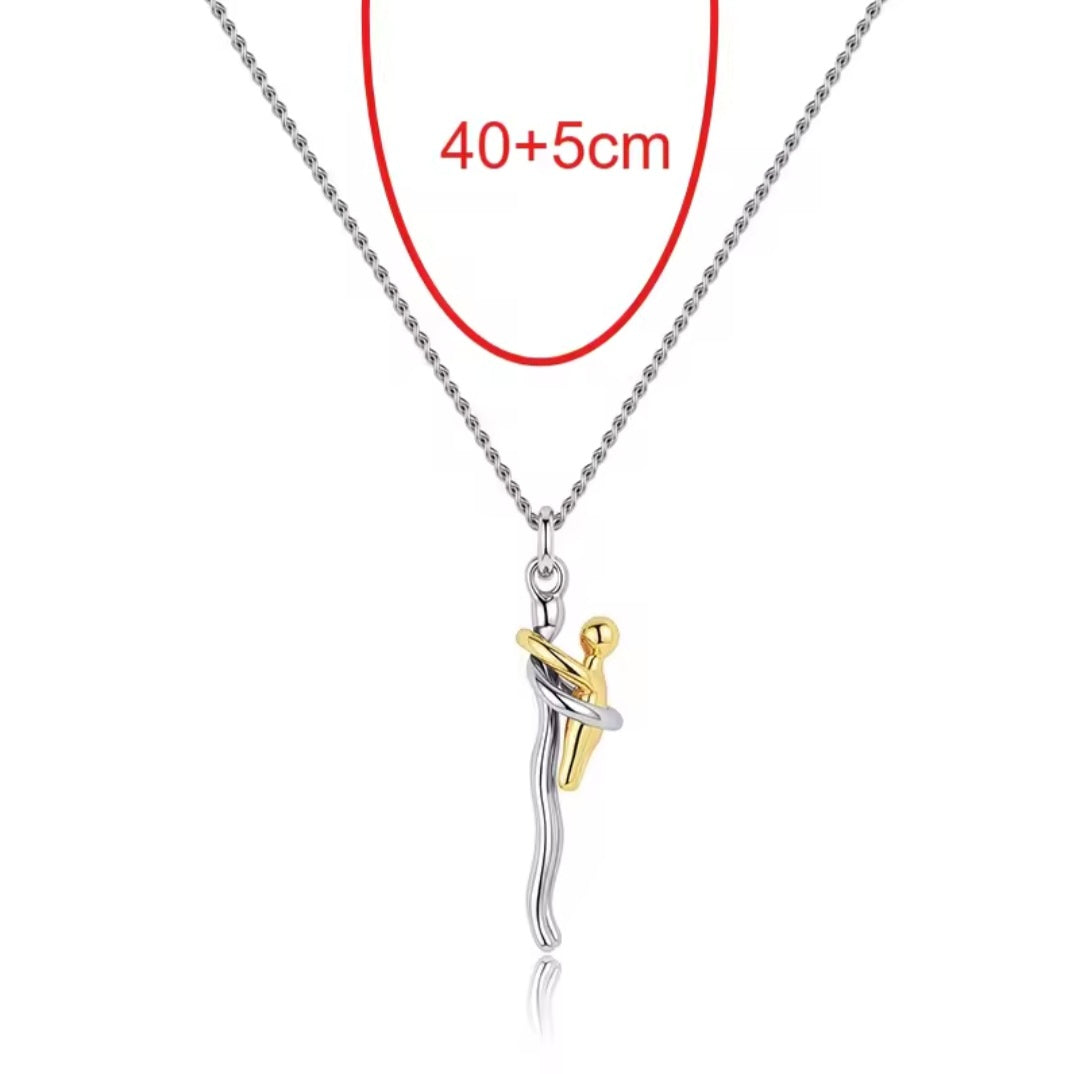 Mom Embrace Pendant Necklace - Two-Tone Sterling Silver