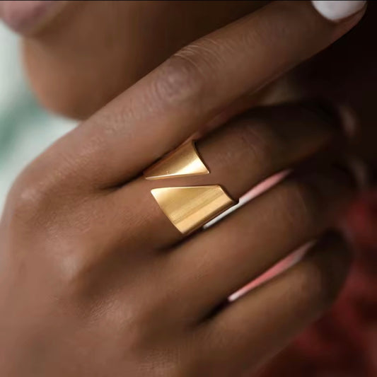 Abstract Geometric Ring - Gold
