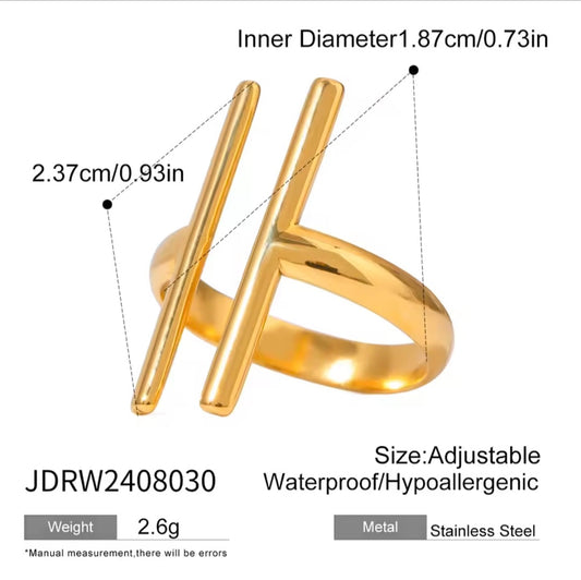 Parallel Bar Ring - Gold