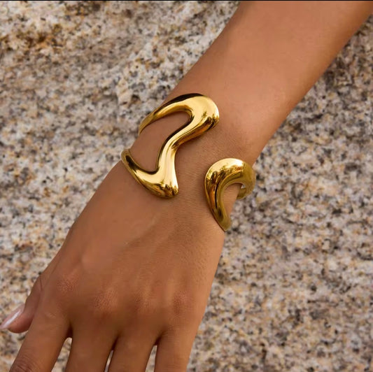 Gold Wave Cuff Bracelet